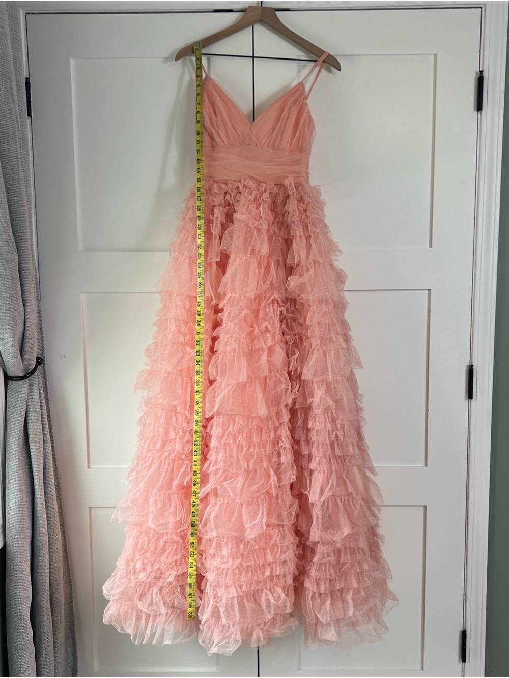 Windsor Dress Sz M Quinceanera Fairy Glitter Ball Gown Peach Pink Prom Hoco - Picture 3 of 11